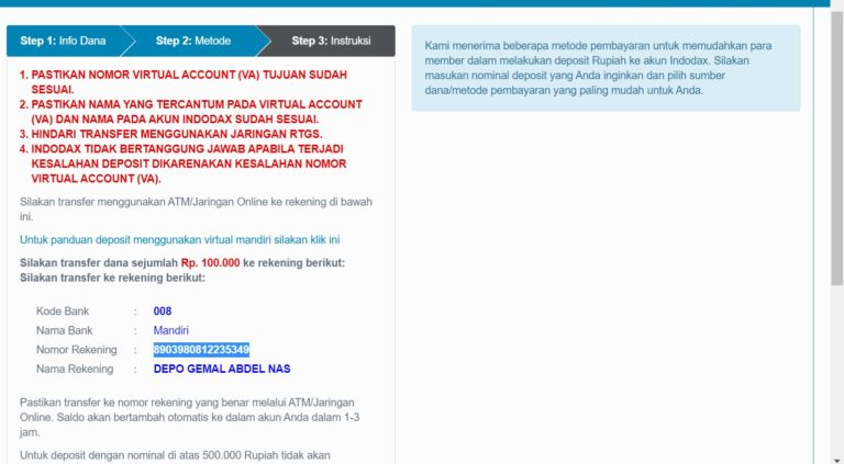 Cara Deposit Rupiah Di Indodax Lewat Rekening Bank Mandiri