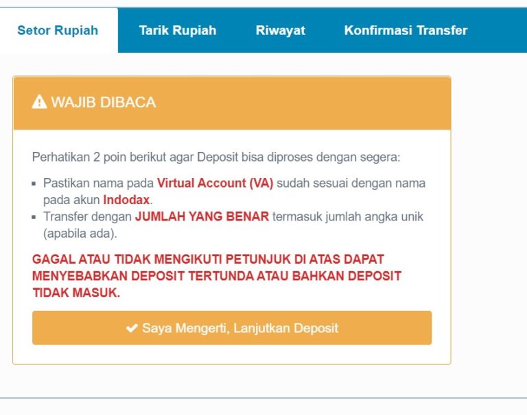 Cara Deposit Rupiah Di Indodax Lewat Rekening Bank Mandiri