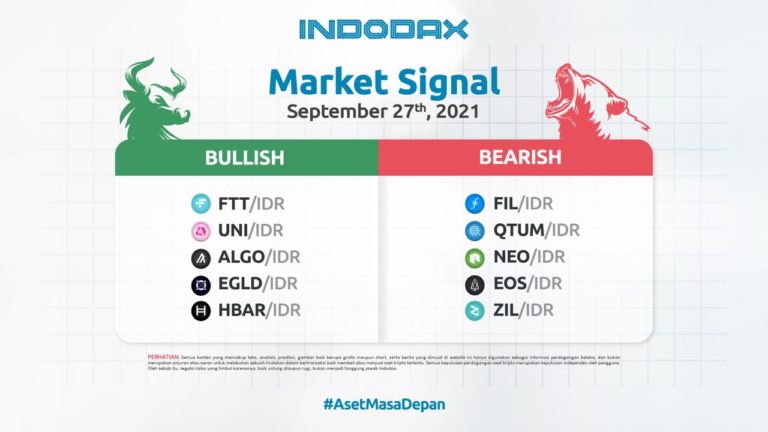 Indodax Market Signal 27 Sept 2021 – Kehadiran Token Asli Para Platform Exchange di Bullish Market