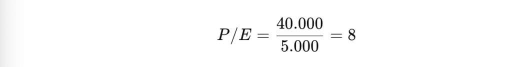 Jika harga saham adalah Rp40.000 dan EPS Rp5.000, maka: A Jika harga saham adalah Rp40.000 dan EPS Rp5.000, maka:
