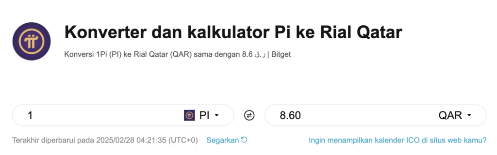 bitget qatar harga Bagaimana Cara Mengonversi Pi ke Rial Qatar (QAR)