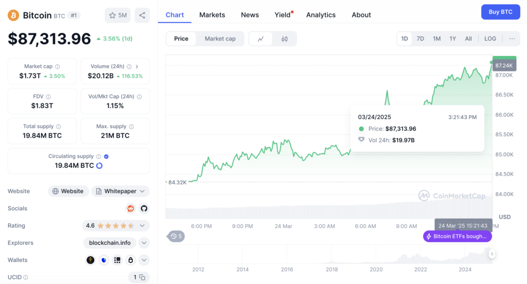 Analisis Harga BTC & ETH per 24 Maret 2025