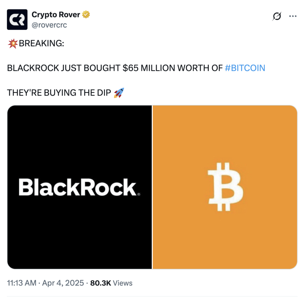 BlackRock Serok $65 Juta BTC