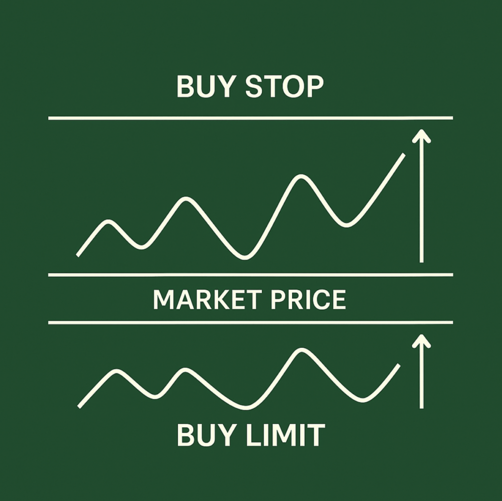 Ilustrasi posisi Buy Stop vs Buy Limit