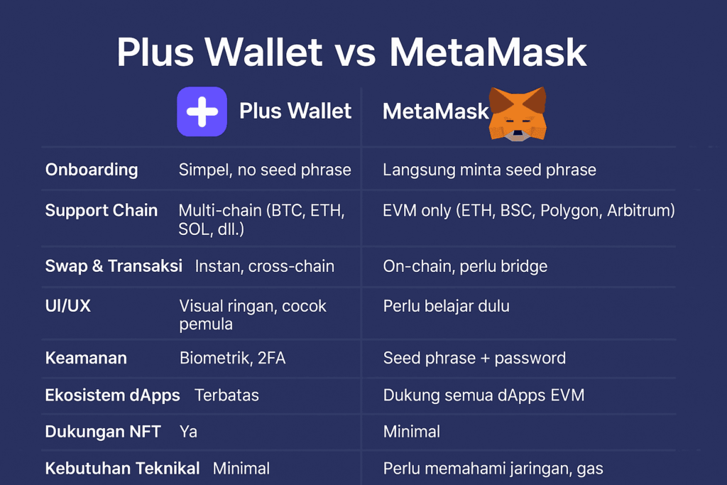 Plus Wallet vs MetaMask: Mana Lebih Simpel Buat Pemula? A Plus Wallet vs MetaMask: Mana Lebih Simpel Buat Pemula?