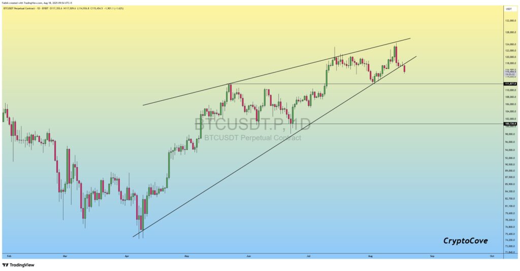BTC Rising Wedge Breakdown