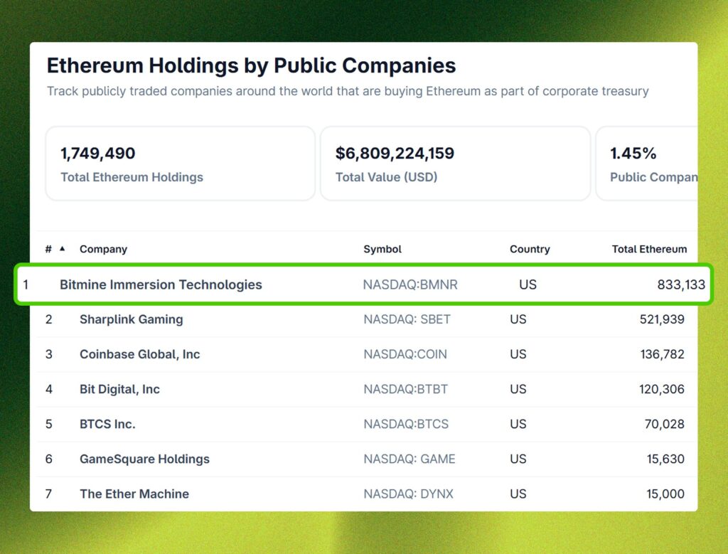 ETH Holdings Public Companies ETH Holdings Public Companies
