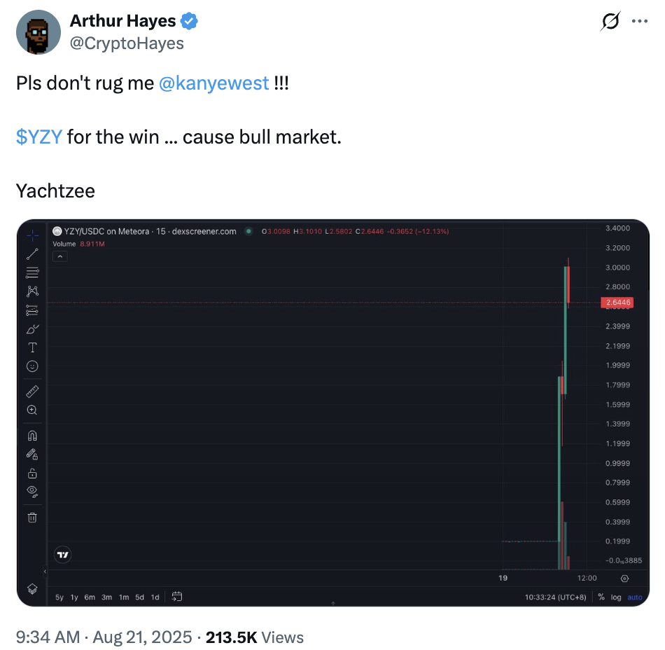 Arthur Hayes YZY Meme Coin Arthur Hayes YZY Meme Coin