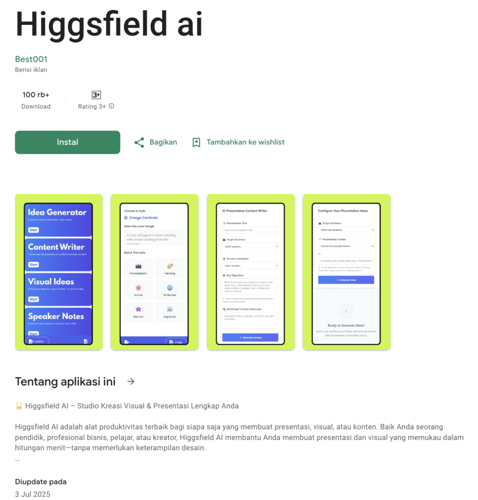 Higgsfield ai appstore Apa Itu Higgsfield AI?