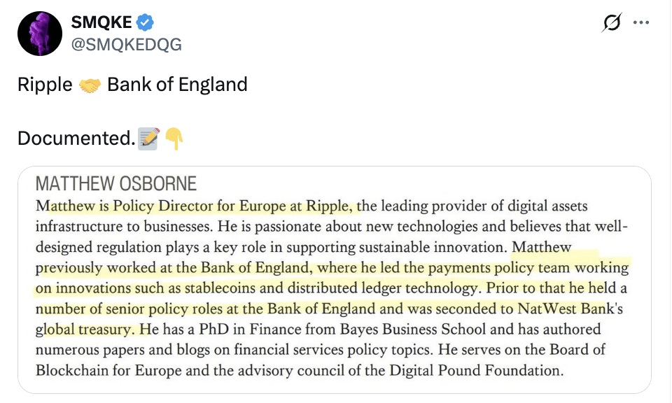 Ripple & eks Bank of England