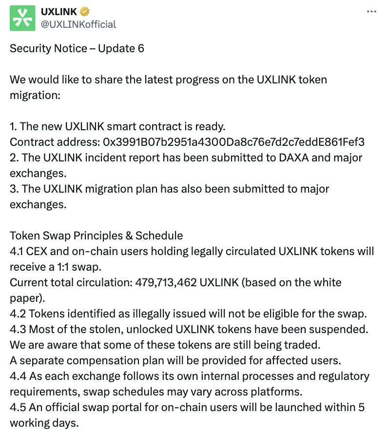 Token Swap UXLINK Token Swap UXLINK