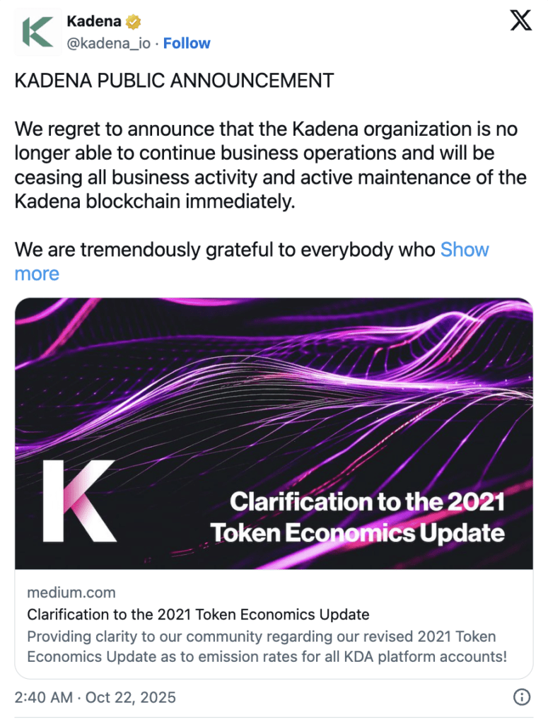 Pengumuman Resmi Kadena Tutup Pengumuman Resmi Kadena Tutup