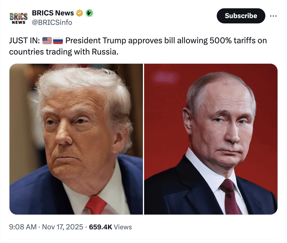 Tariff Trump 500% Tariff Trump 500%