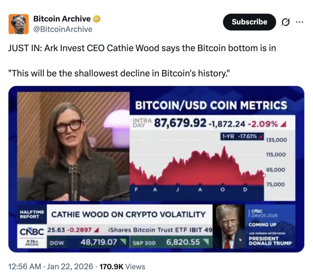 Cathie Wood Bitcoin Bottom