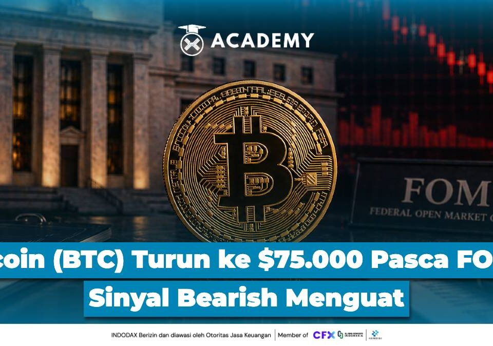 Bitcoin (BTC) Turun ke $75.000 Pasca FOMC, Sinyal Bearish Menguat