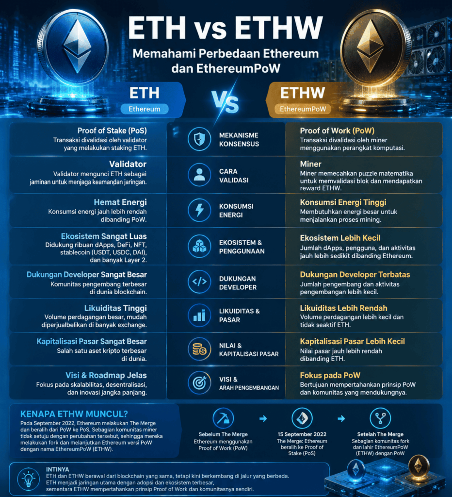Infografik Perbedaan ETH dan ETHW A Infografik Perbedaan ETH dan ETHW
