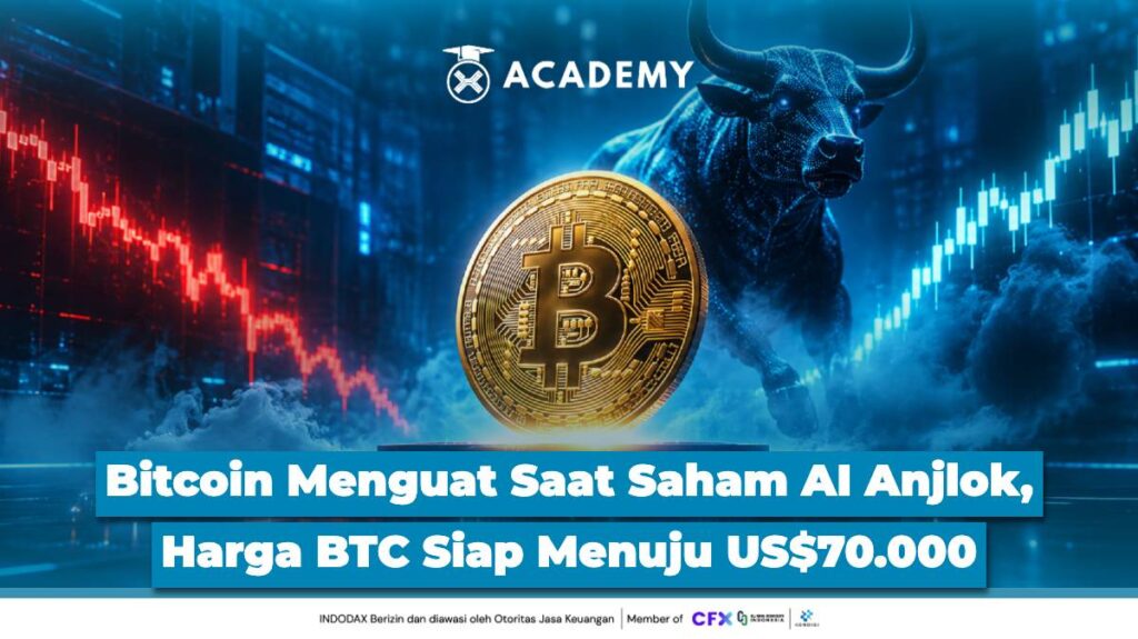 Bitcoin Menguat Saat Saham AI Anjlok, Harga BTC Siap Menuju US$70.000